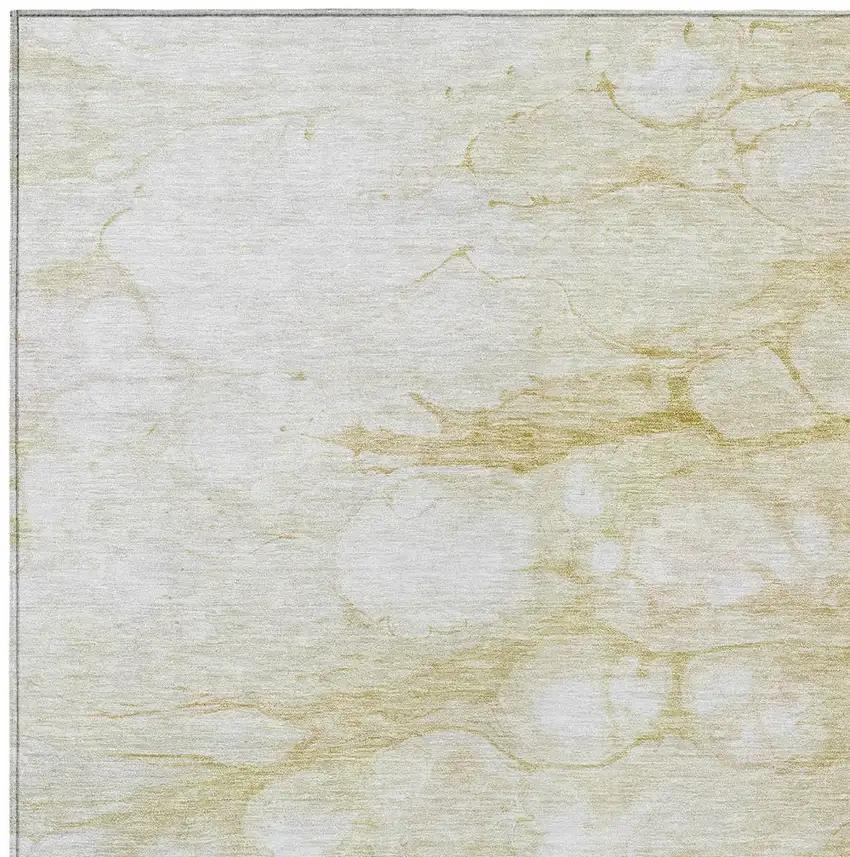Beige Taupe And Artichoke Green Abstract Washable Indoor Outdoor Area Rug Photo 4