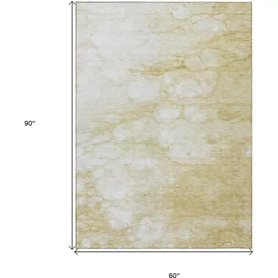 Beige Taupe And Artichoke Green Abstract Washable Indoor Outdoor Area Rug Photo 3
