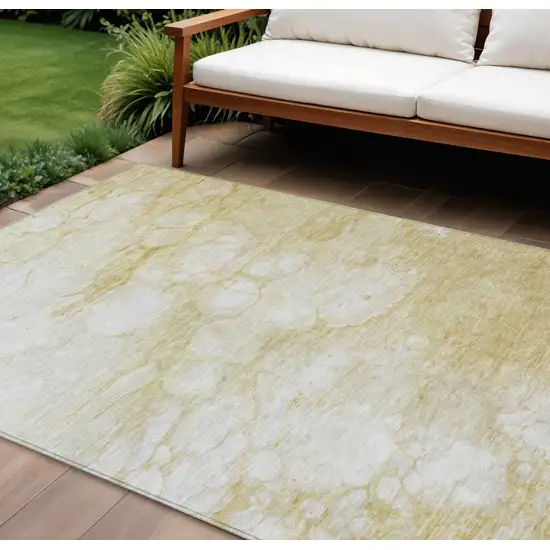 Beige Taupe And Artichoke Green Abstract Washable Indoor Outdoor Area Rug Photo 1