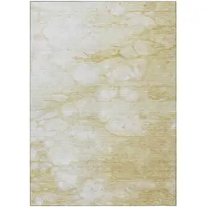 Photo of Beige Taupe And Artichoke Green Abstract Washable Indoor Outdoor Area Rug