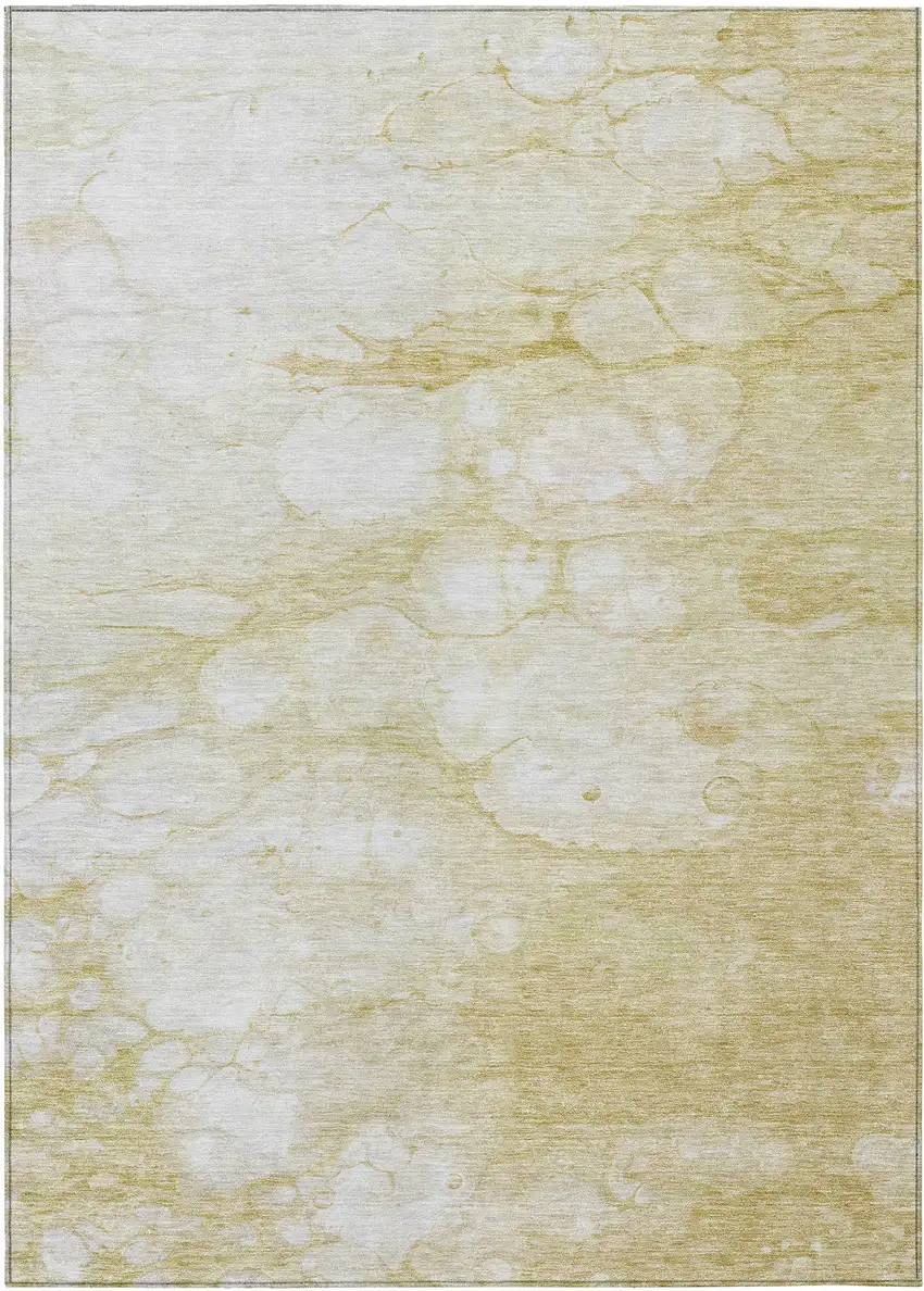 Beige Taupe And Artichoke Green Abstract Washable Indoor Outdoor Area Rug Photo 1
