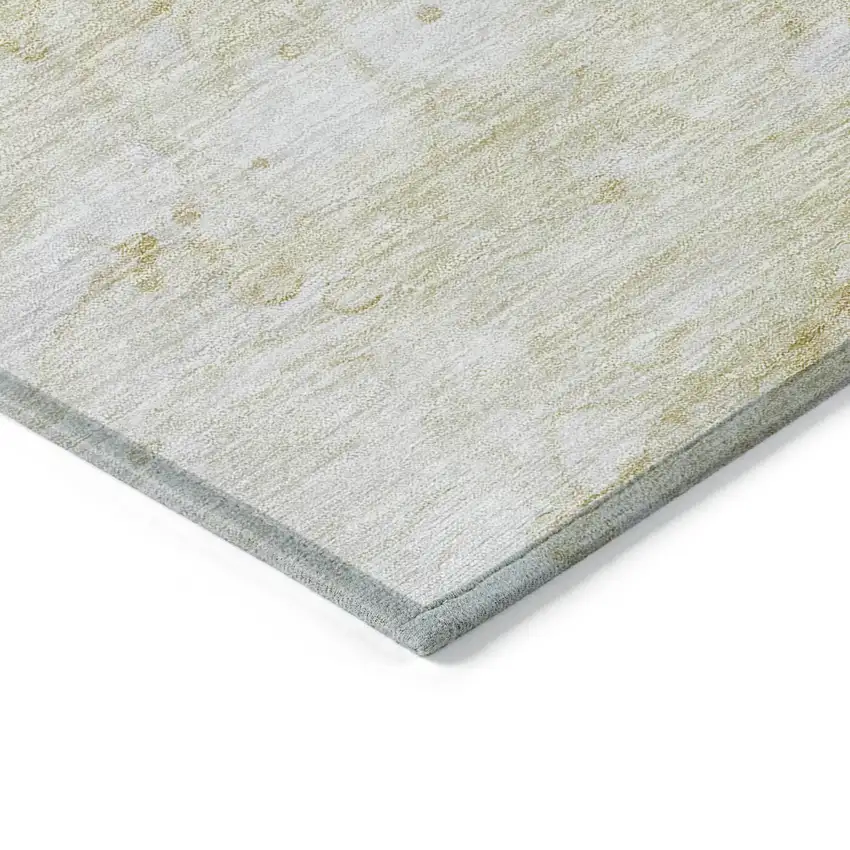 Beige Taupe And Artichoke Green Abstract Washable Indoor Outdoor Area Rug Photo 4