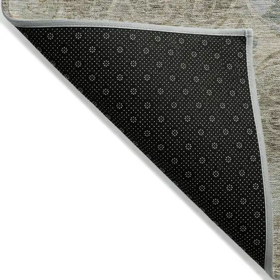 Beige Taupe And Blue Trellis Washable Indoor Outdoor Area Rug Photo 2