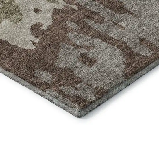 Beige Taupe And Brown Abstract Washable Area Rug With UV Protection Photo 7