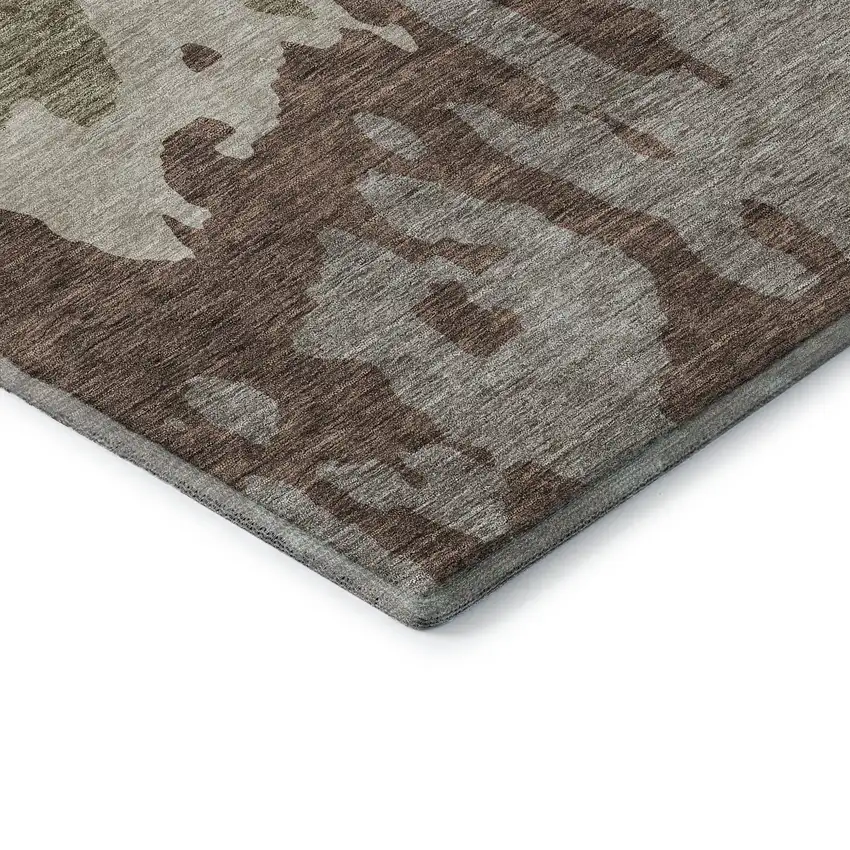 Beige Taupe And Brown Abstract Washable Area Rug With UV Protection Photo 7