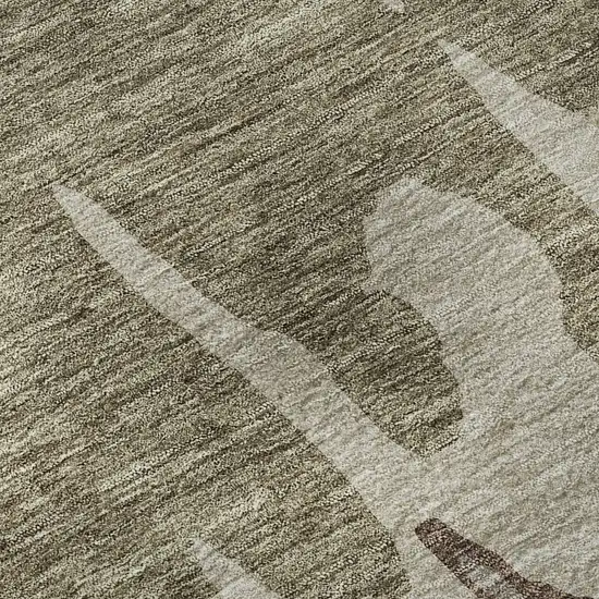 Beige Taupe And Brown Abstract Washable Area Rug With UV Protection Photo 9