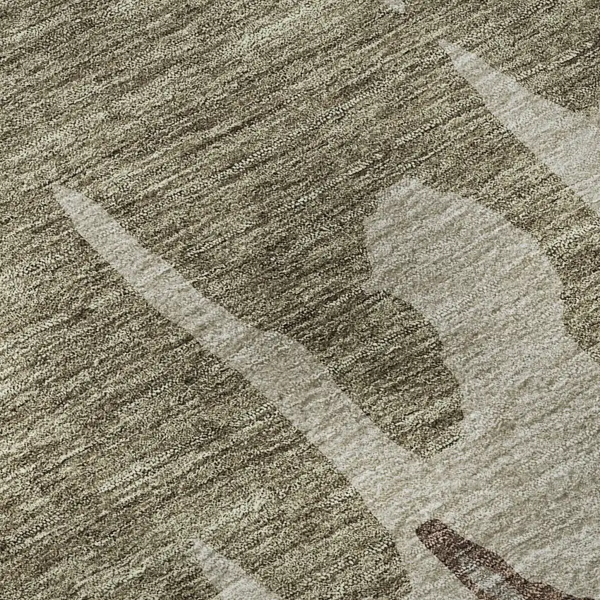 Beige Taupe And Brown Abstract Washable Area Rug With UV Protection Photo 9