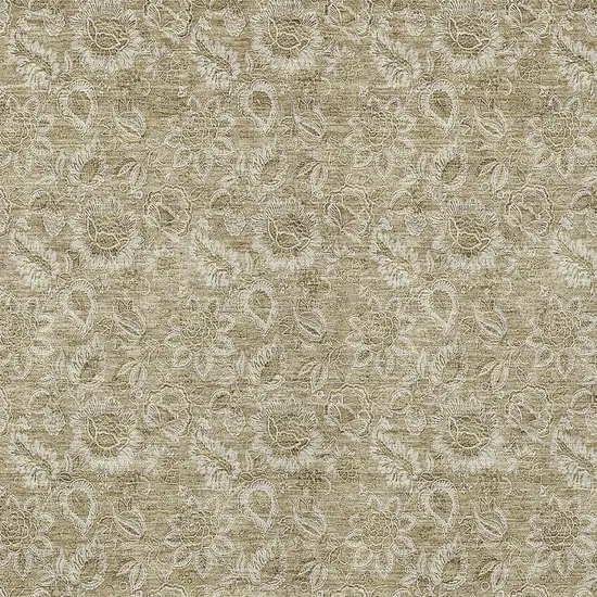 Beige Taupe And Brown Floral Washable Indoor Outdoor Area Rug Photo 5