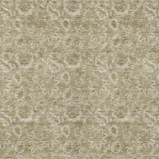 Beige Taupe And Brown Floral Washable Indoor Outdoor Area Rug Photo 5