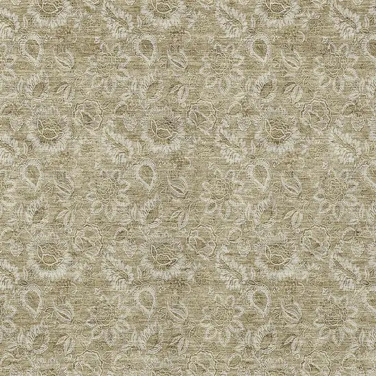 Beige Taupe And Brown Floral Washable Indoor Outdoor Area Rug Photo 5