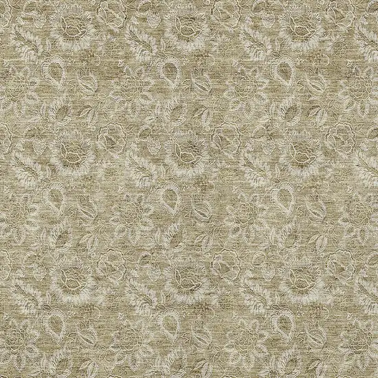 Beige Taupe And Brown Floral Washable Indoor Outdoor Area Rug Photo 6
