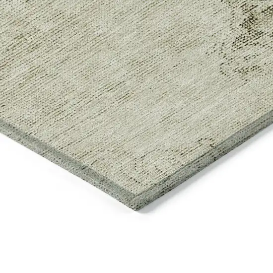 Beige Taupe And Brown Oriental Washable Indoor Outdoor Area Rug Photo 4