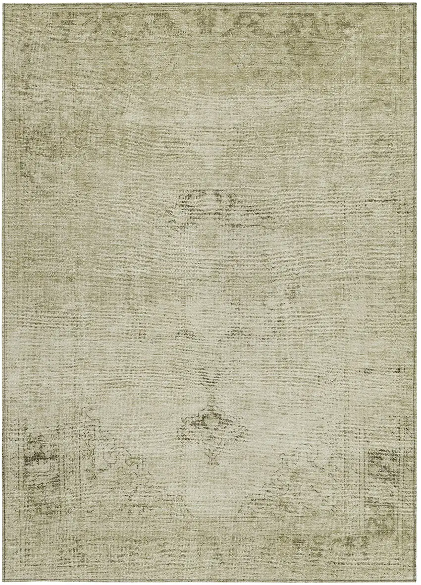 Beige Taupe And Brown Oriental Washable Indoor Outdoor Area Rug Photo 6