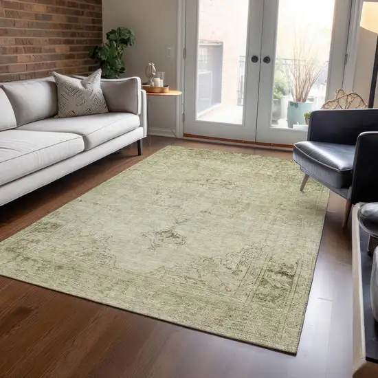 Beige Taupe And Brown Oriental Washable Indoor Outdoor Area Rug Photo 8