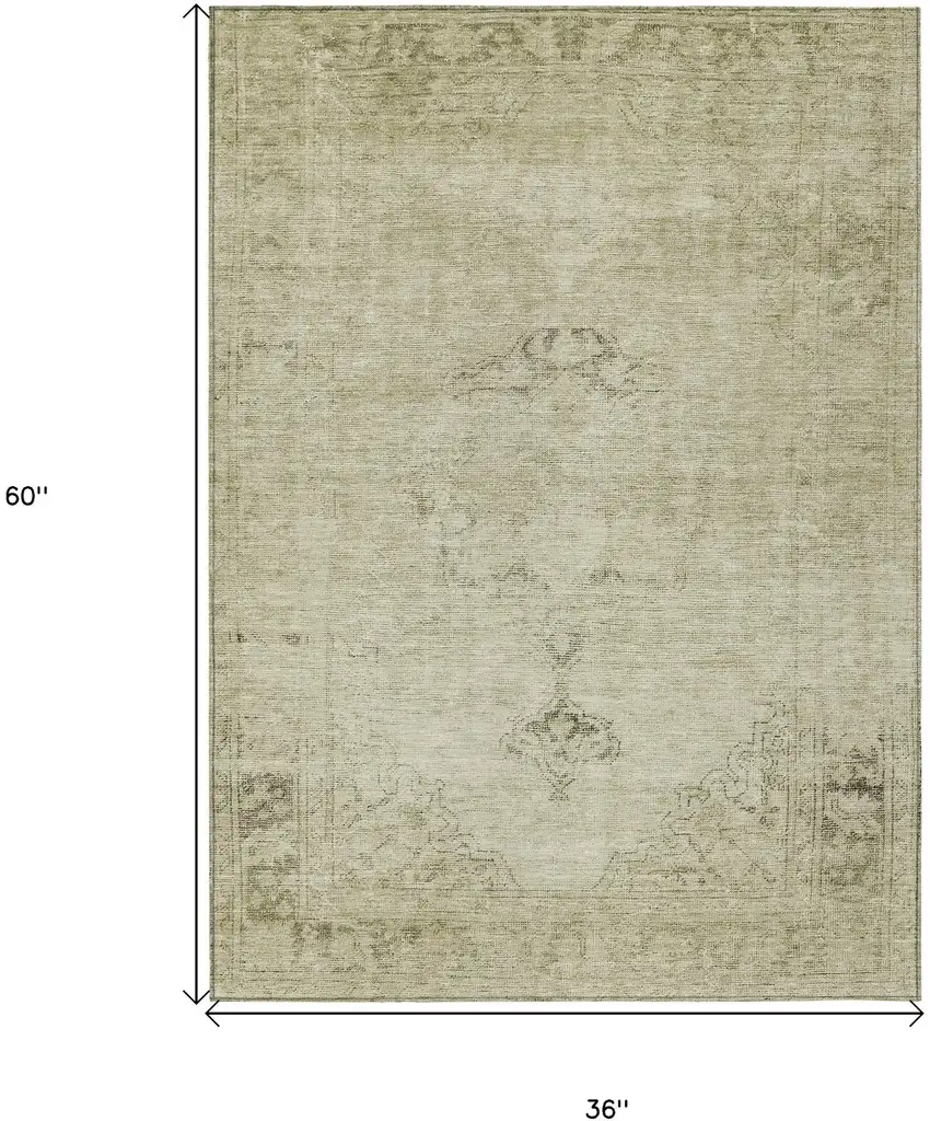 Beige Taupe And Brown Oriental Washable Indoor Outdoor Area Rug Photo 3