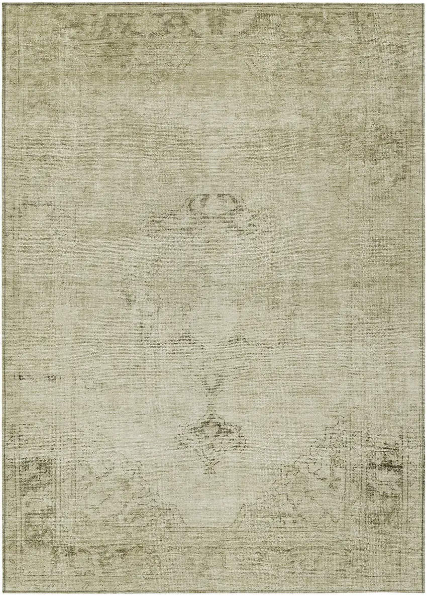 Beige Taupe And Brown Oriental Washable Indoor Outdoor Area Rug Photo 2