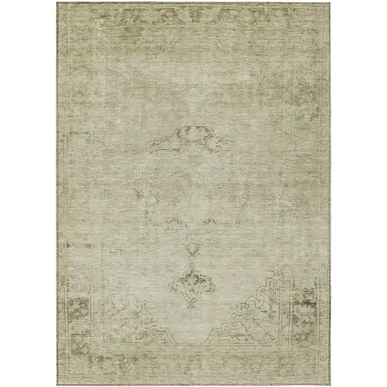 Beige Taupe And Brown Oriental Washable Indoor Outdoor Area Rug Photo 2