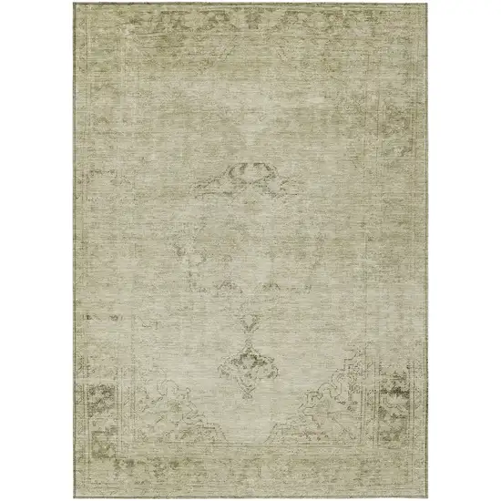 Beige Taupe And Brown Oriental Washable Indoor Outdoor Area Rug Photo 2