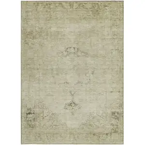 Photo of Beige Taupe And Brown Oriental Washable Indoor Outdoor Area Rug