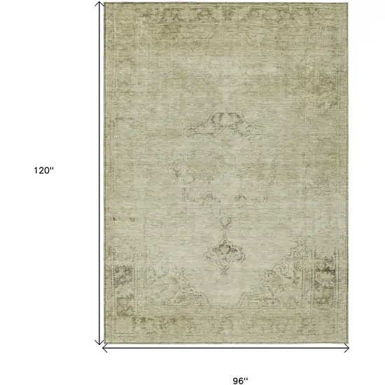 Beige Taupe And Brown Oriental Washable Indoor Outdoor Area Rug Photo 3