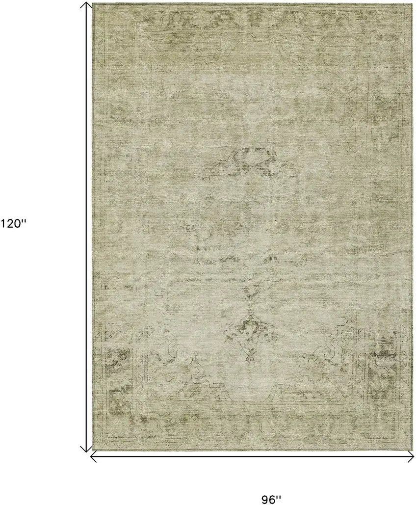 Beige Taupe And Brown Oriental Washable Indoor Outdoor Area Rug Photo 3