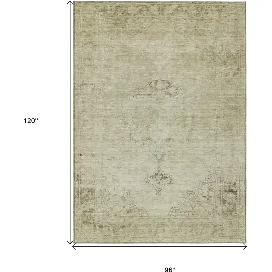 Beige Taupe And Brown Oriental Washable Indoor Outdoor Area Rug Photo 3