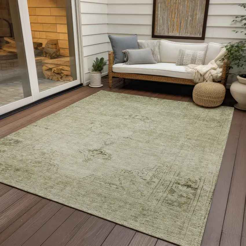 Beige Taupe And Brown Oriental Washable Indoor Outdoor Area Rug Photo 8