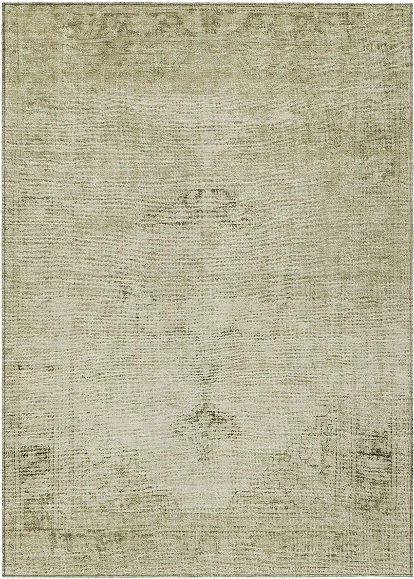 Beige Taupe And Brown Oriental Washable Indoor Outdoor Area Rug Photo 2