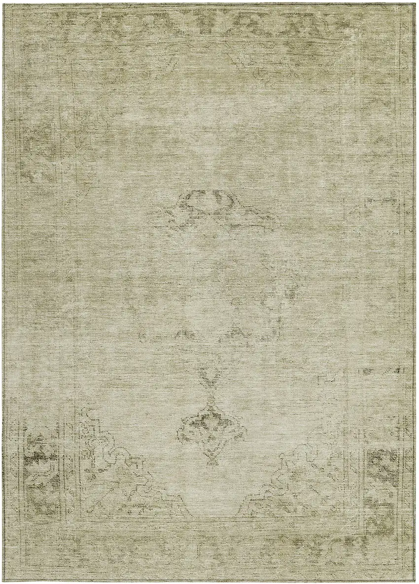 Beige Taupe And Brown Oriental Washable Indoor Outdoor Area Rug Photo 4