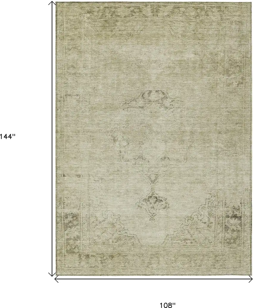 Beige Taupe And Brown Oriental Washable Indoor Outdoor Area Rug Photo 9