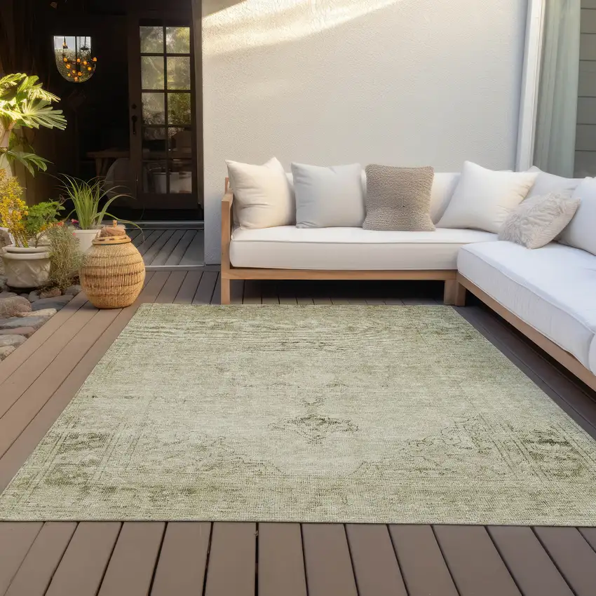 Beige Taupe And Brown Oriental Washable Indoor Outdoor Area Rug Photo 5