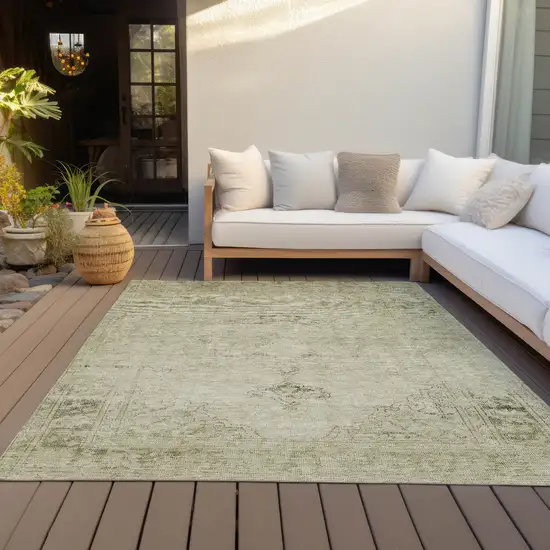 Beige Taupe And Brown Oriental Washable Indoor Outdoor Area Rug Photo 7