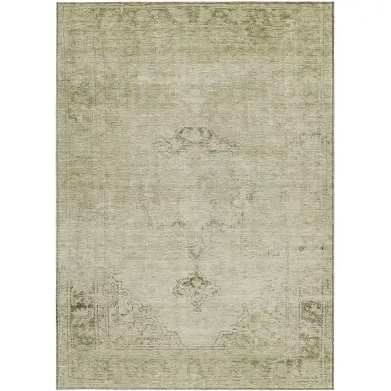 Beige Taupe And Brown Oriental Washable Indoor Outdoor Area Rug Photo 6