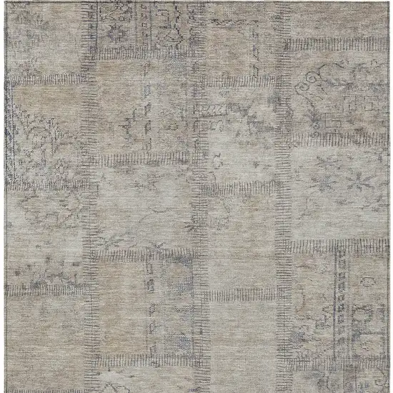 Beige Taupe And Brown Patchwork Washable Indoor Outdoor Area Rug Photo 4
