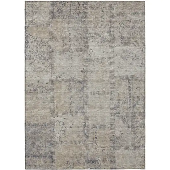 Beige Taupe And Brown Patchwork Washable Indoor Outdoor Area Rug Photo 2
