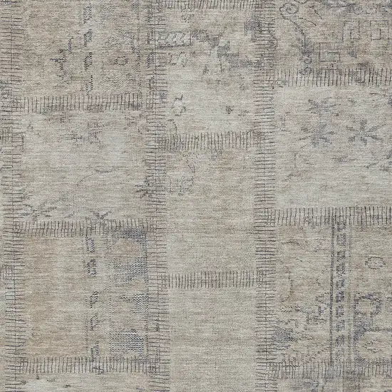 Beige Taupe And Brown Patchwork Washable Indoor Outdoor Area Rug Photo 4