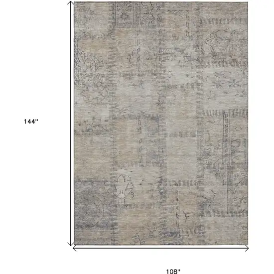 Beige Taupe And Brown Patchwork Washable Indoor Outdoor Area Rug Photo 3