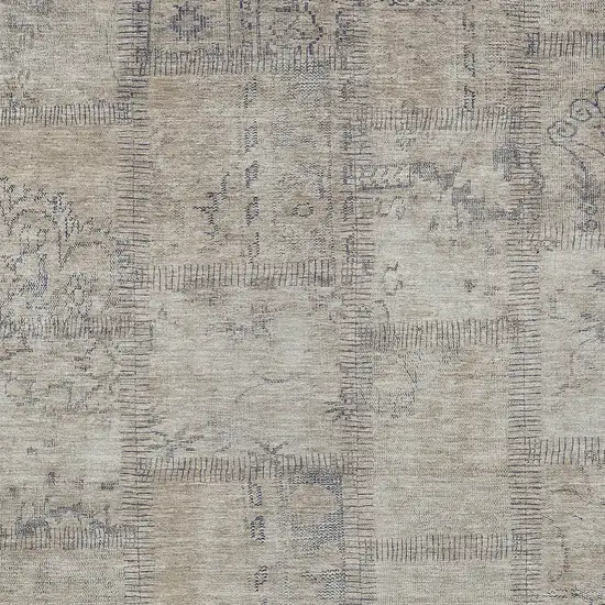 Beige Taupe And Brown Patchwork Washable Indoor Outdoor Area Rug Photo 4