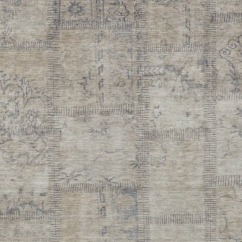 Beige Taupe And Brown Patchwork Washable Indoor Outdoor Area Rug Photo 4
