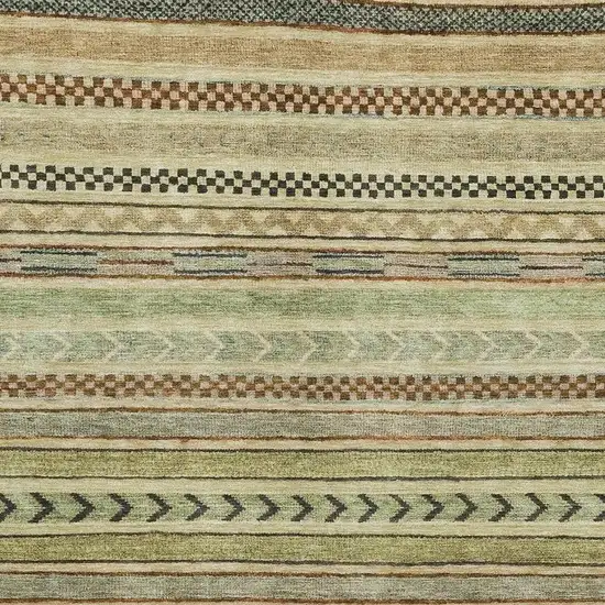 Beige Taupe And Brown Striped Washable Area Rug With UV Protection Photo 2