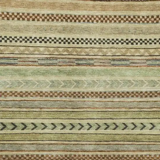 Beige Taupe And Brown Striped Washable Area Rug With UV Protection Photo 2