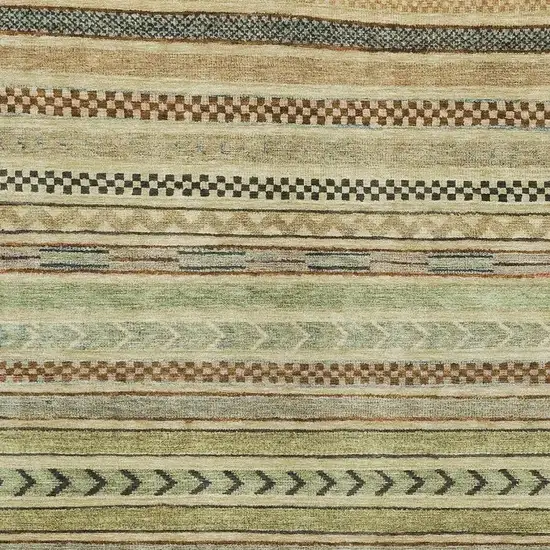Beige Taupe And Brown Striped Washable Area Rug With UV Protection Photo 2