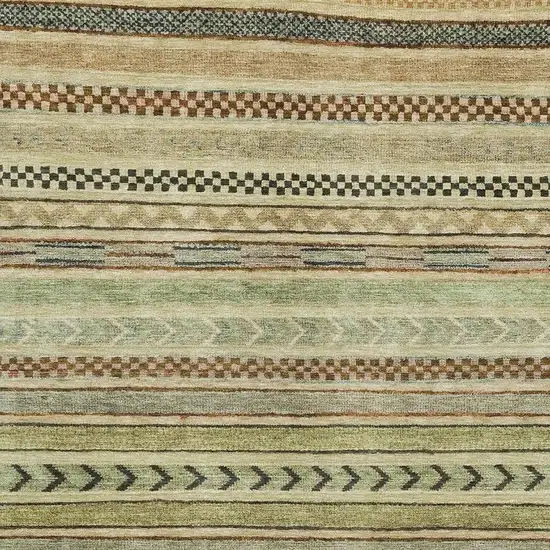 Beige Taupe And Brown Striped Washable Area Rug With UV Protection Photo 2