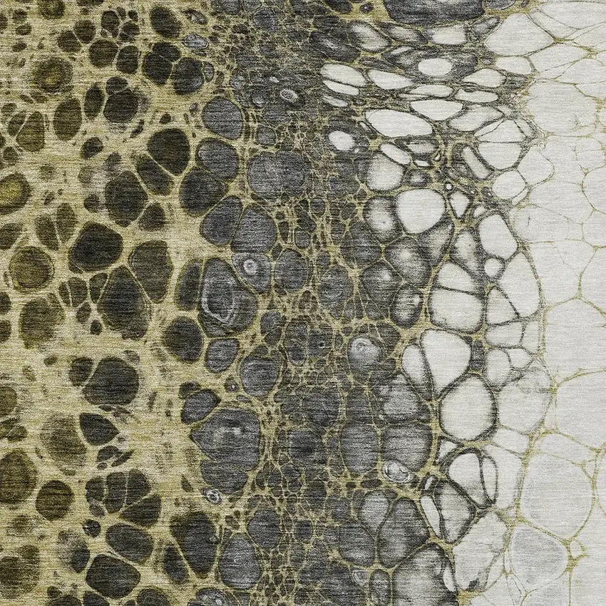 Beige Taupe And Chocolate Abstract Washable Indoor Outdoor Area Rug Photo 5