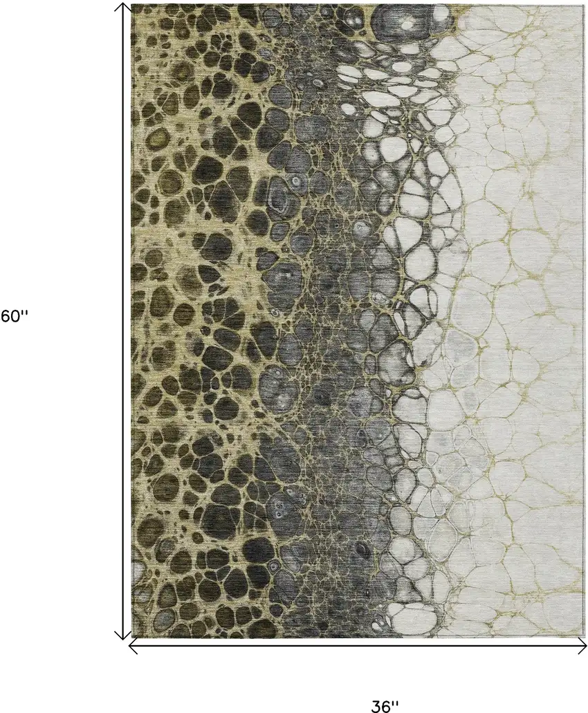 Beige Taupe And Chocolate Abstract Washable Indoor Outdoor Area Rug Photo 3