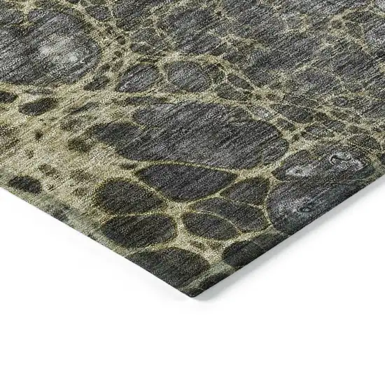 Beige Taupe And Chocolate Abstract Washable Indoor Outdoor Area Rug Photo 4