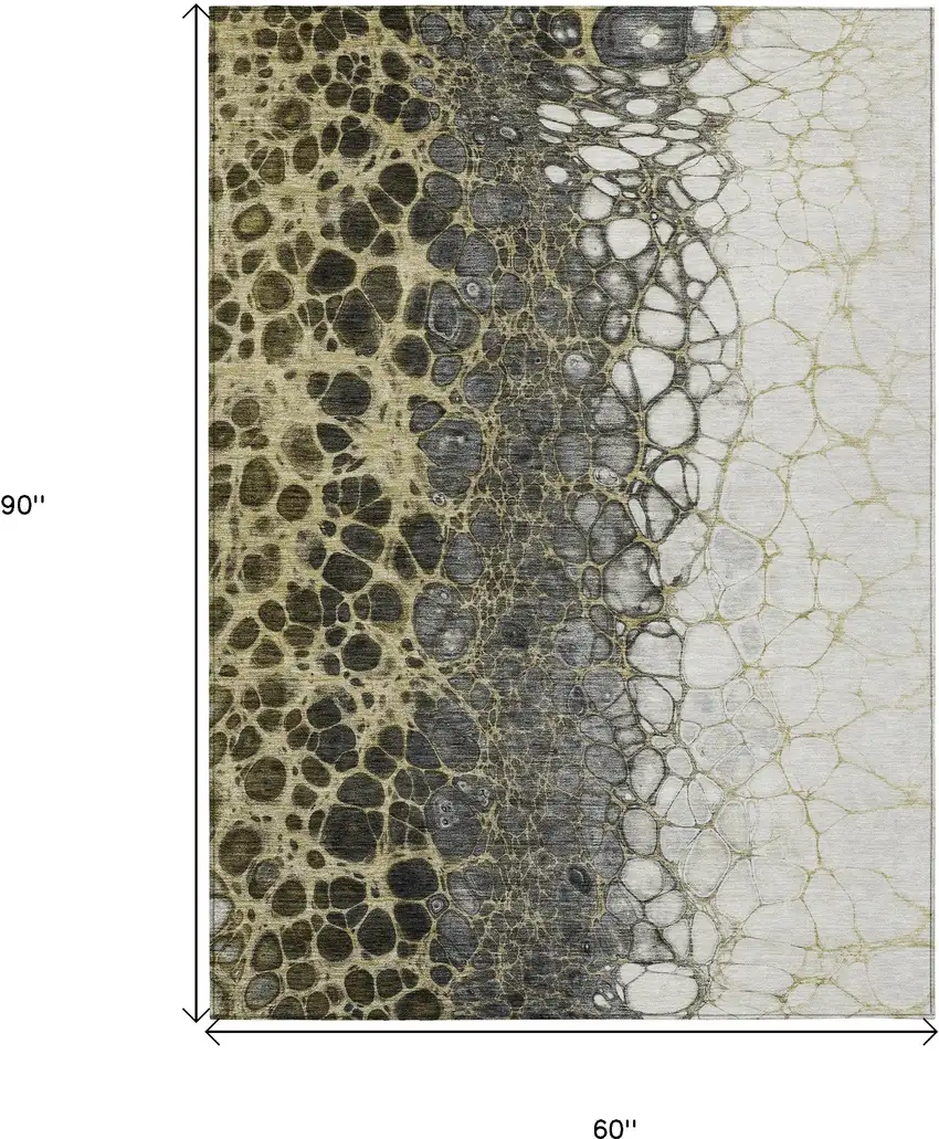 Beige Taupe And Chocolate Abstract Washable Indoor Outdoor Area Rug Photo 3