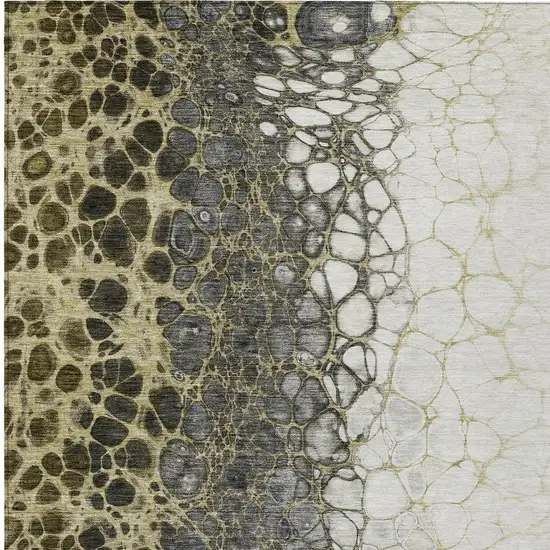 Beige Taupe And Chocolate Abstract Washable Indoor Outdoor Area Rug Photo 6