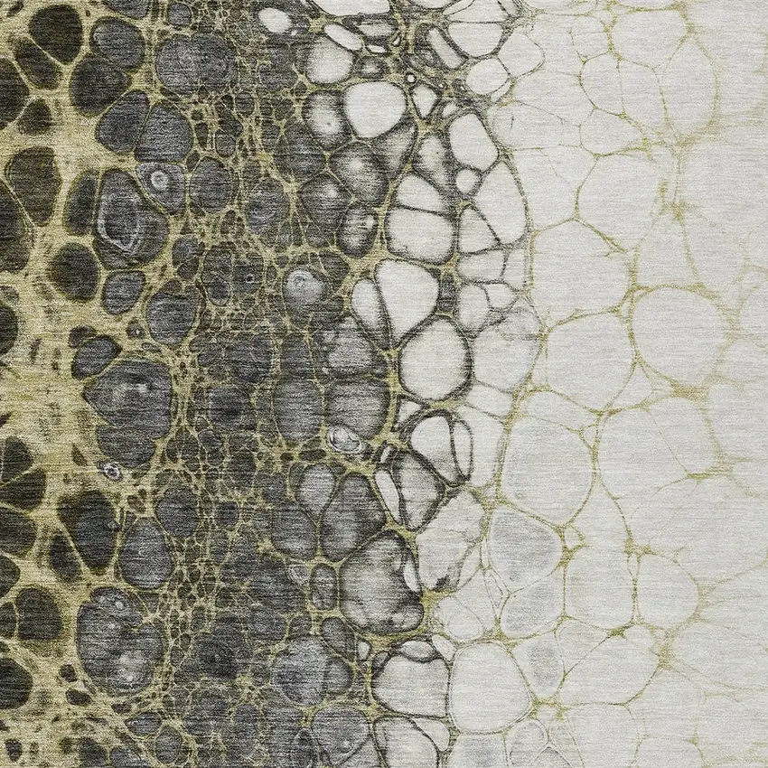 Beige Taupe And Chocolate Abstract Washable Indoor Outdoor Area Rug Photo 6