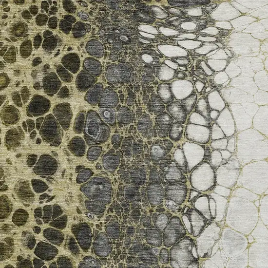 Beige Taupe And Chocolate Abstract Washable Indoor Outdoor Area Rug Photo 6